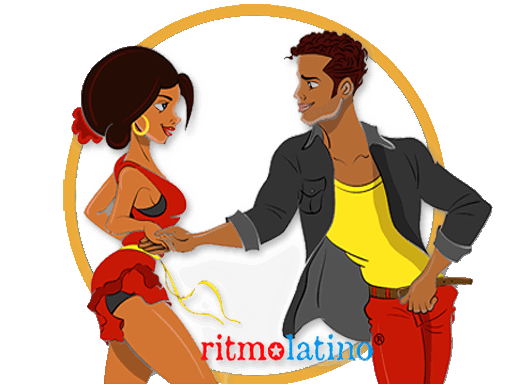 karikaturpaar, das kubanische salsa tanzt
