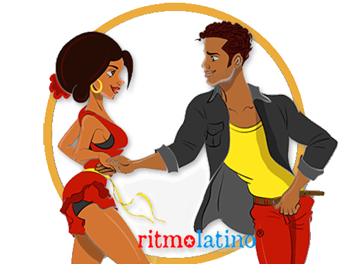 logo Tanzschule Ritmo Latino® karikaturpaar, das kubanische salsa tanzt