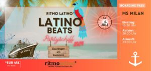 Schiffsdesign im Meer gezeigt Partyschiff Ticket 4. July 2024 Shop Tanzschule Ritmo Latino®
