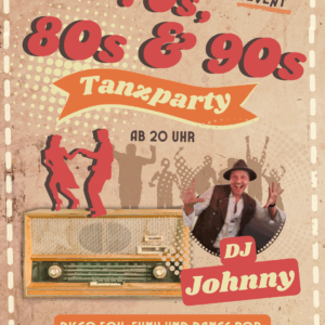 Red & Brown Retro Old School Party Flyer